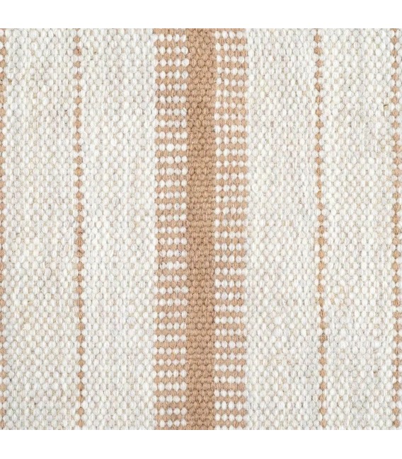 Alfombra boho de lana, algodón y yute con rayas naturales claras 4