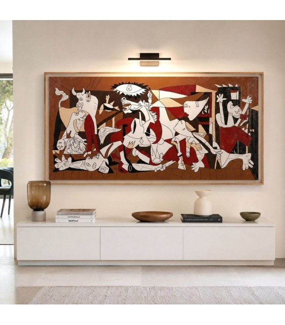 Cuadro Guernica en color pintado a mano con marco madera natural Mdmhogar