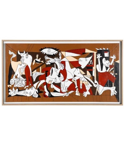 Cuadro Guernica en color pintado a mano con marco madera natural