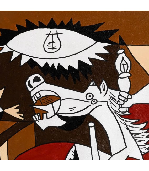 Cuadro Guernica en color pintado a mano con marco madera natural 2