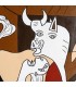 Cuadro Guernica en color pintado a mano con marco madera natural 3