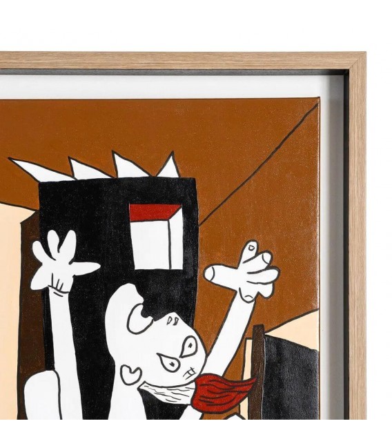 Cuadro Guernica en color pintado a mano con marco madera natural 4