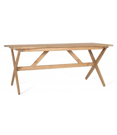 Mesa de comedor de madera maciza de mindi estilo boho natural