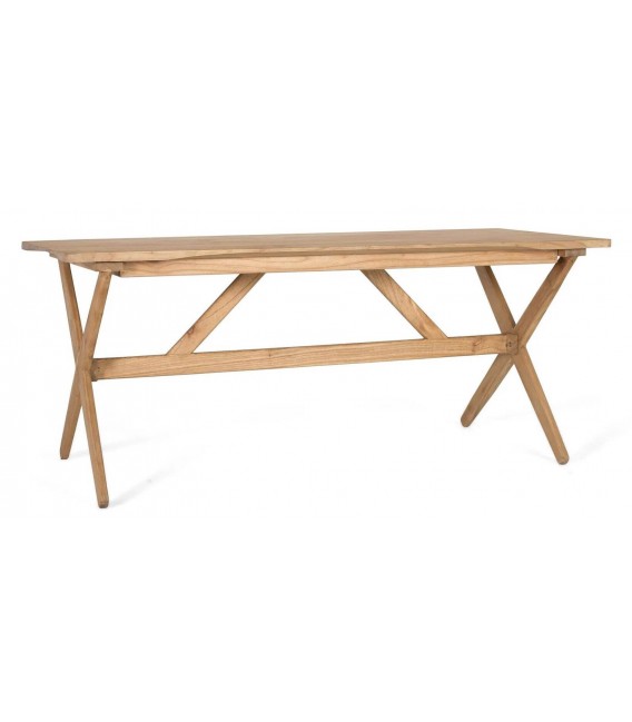 Mesa de comedor de madera maciza de mindi estilo boho natural