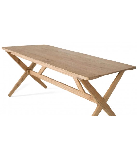 Mesa de comedor de madera maciza de mindi estilo boho natural 2