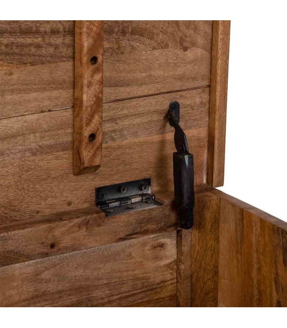 Baúl de madera tallada decapada color crema con gran capacidad 5