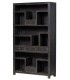 Estantería única oriental madera maciza con 5 cajones decapada negra