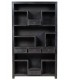 Estantería única oriental madera maciza con 5 cajones decapada negra 2