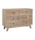 Cómoda de madera tallada con 6 cajones y acabado natural boho
