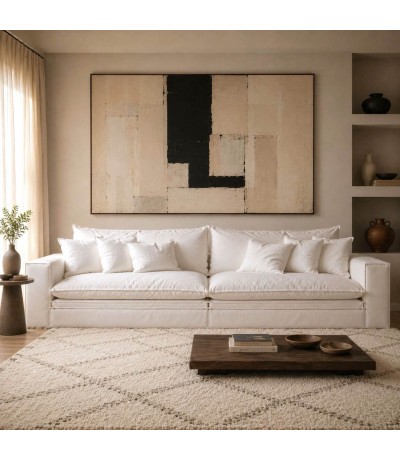 SOFA 4 PLAZAS XXL 296 X 90 X 100 NUBES TAPIZADO BLANCO