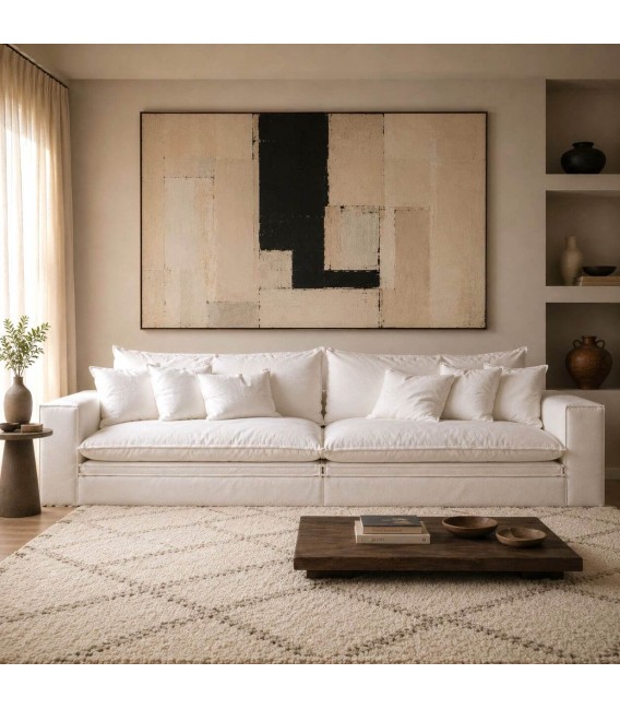 SOFA 4 PLAZAS XXL 296 X 90 X 100 NUBES TAPIZADO BLANCO