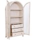 Vitrina boho de madera de mango blanco rozado con 2 puertas 2