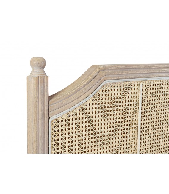 Cabecero para cama de matrimonio 150 madera maciza y ratán natural. 2