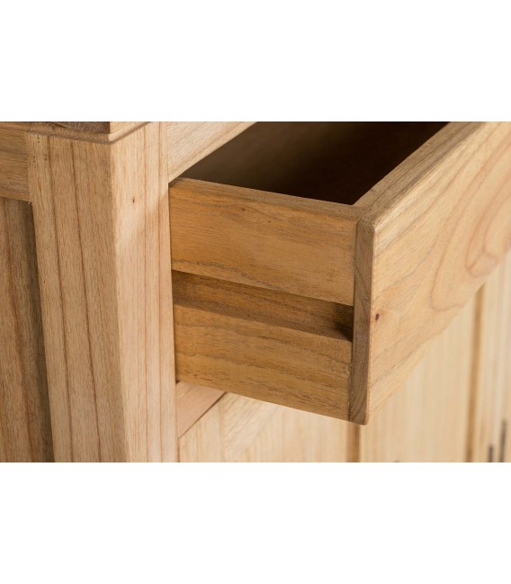 Aparador pequeño madera de mindi natural para salón de estilo boho. 6