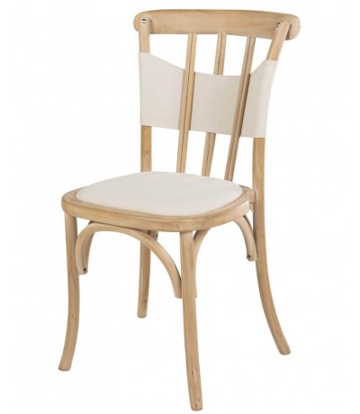 Set de 2 sillas para comedor en madera maciza y lino crudo.