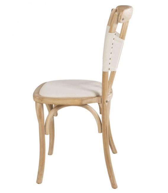 Set de 2 sillas para comedor en madera maciza y lino crudo.2
