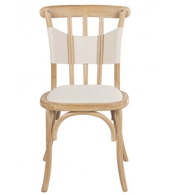 Set de 2 sillas para comedor en madera maciza y lino crudo.1