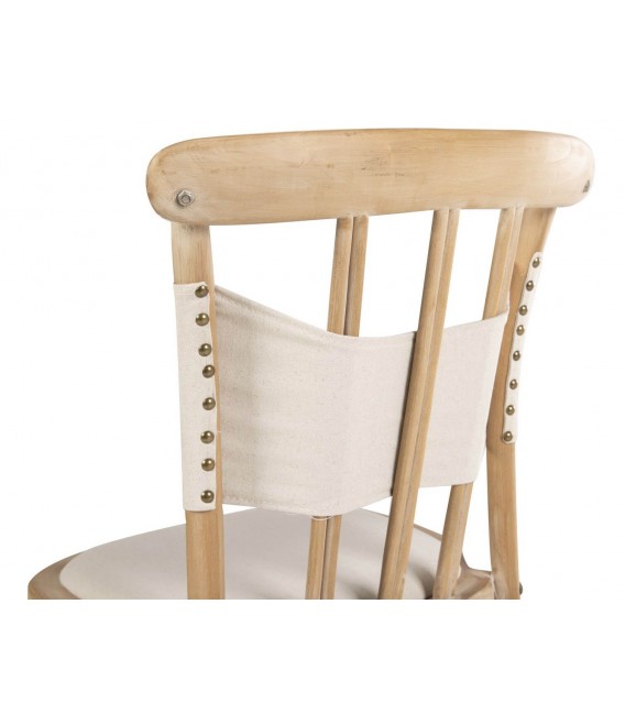 Set de 2 sillas para comedor en madera maciza y lino crudo.4
