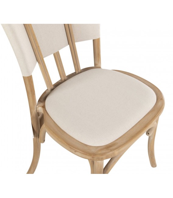 Set de 2 sillas para comedor en madera maciza y lino crudo.5