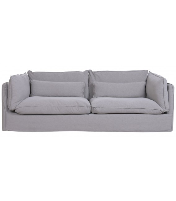 Sofá de 3 plazas desenfundable tapizado en lino color gris. 1