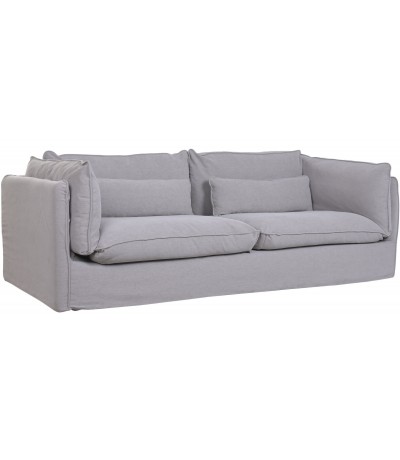 Sofá de 3 plazas desenfundable tapizado en lino color gris.