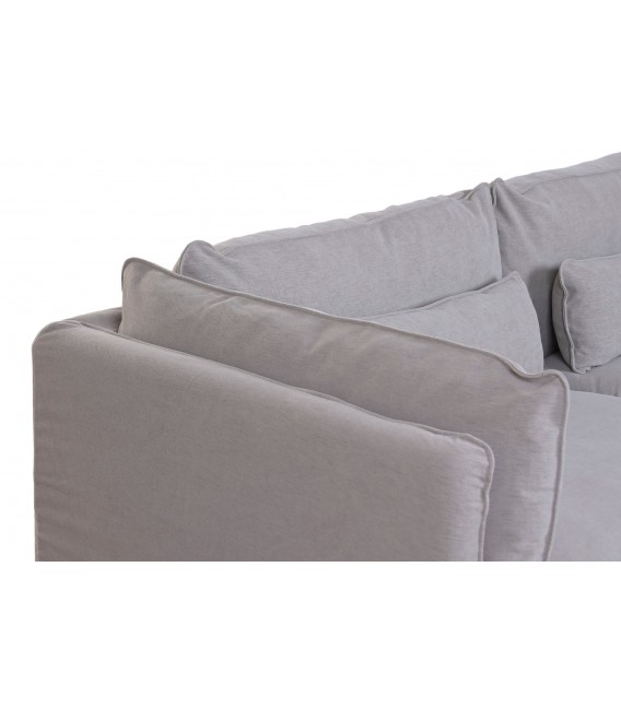 Sofá de 3 plazas desenfundable tapizado en lino color gris. 3
