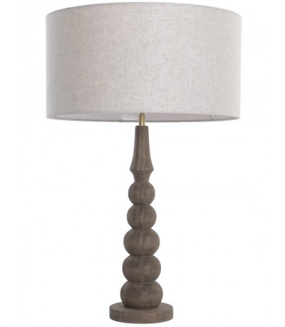 Lámpara de sobremesa XL de madera de mango y pantalla de lino.