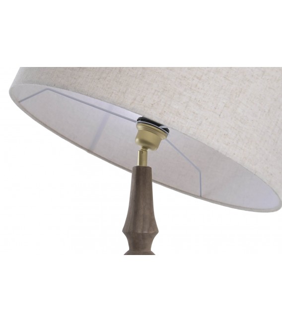 Lámpara de sobremesa XL de madera de mango y pantalla de lino. 2