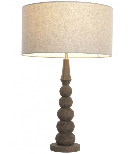 Lámpara de sobremesa XL de madera de mango y pantalla de lino. 1