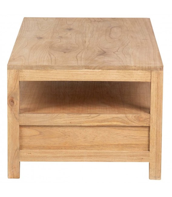 Mesa de centro rectangular madera maciza de mindi natural 2 cajones 3