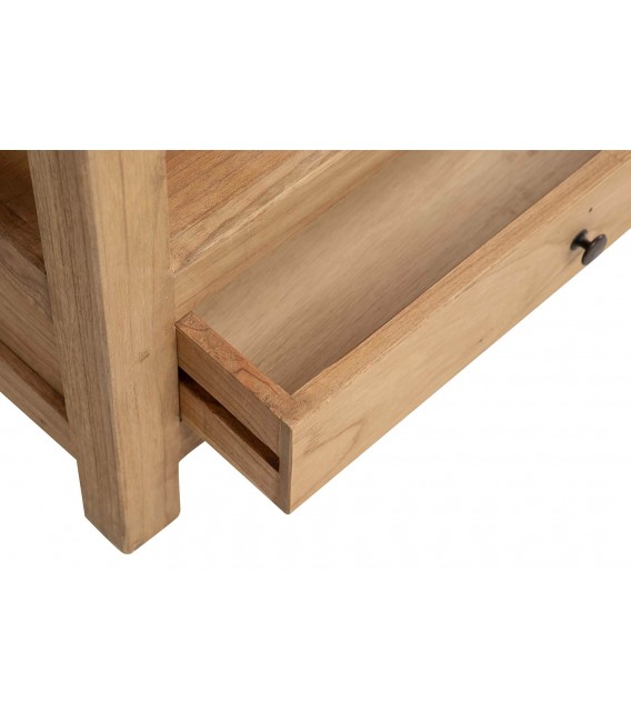 Mesa de centro rectangular madera maciza de mindi natural 2 cajones 5