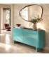 Aparador verde de 2 puertas con tapa de mármol negro elegante. Mdmhogar
