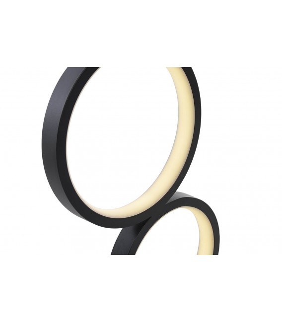 Lámpara de sobremesa LED negra tres aros luminosos y diseño moderno. 2