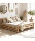 Cama XL de bambú natural para colchón de 180 x 200 de estilo oriental. Mdmhogar
