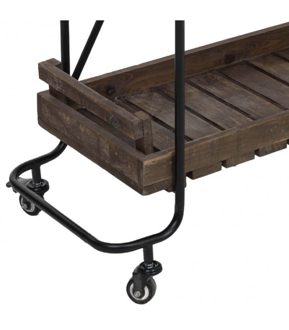 Estantería con ruedas madera color nogal y metal negro con 5 estantes. 5