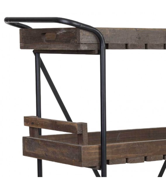 Estantería con ruedas madera color nogal y metal negro con 5 estantes. 4