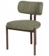Set de 2 sillas de comedor en chenilla verde y metal imitación nogal.