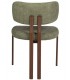 Set de 2 sillas de comedor en chenilla verde y metal imitación nogal. 3