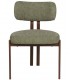 Set de 2 sillas de comedor en chenilla verde y metal imitación nogal. 1
