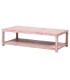 Mesa de centro rectangular XXL madera maciza pino decapada rosa.