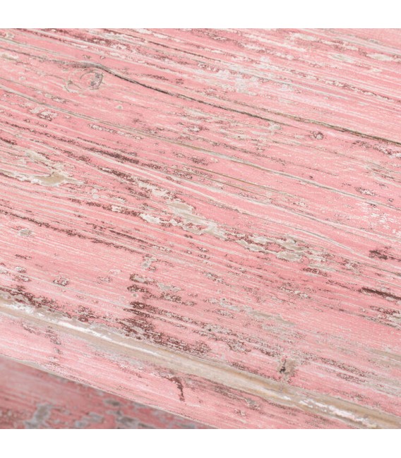 Mesa de centro rectangular XXL madera maciza pino decapada rosa. 2