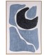 Cuadro grande vertical abstracto con texturas en gris, azul y negro, pintado a mano.