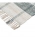 Alfombra rectangular grande tejida a mano blanco y gris con flecos. 1