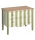 Cómoda pequeña  2 cajones madera de abeto, decorada verde y beige.