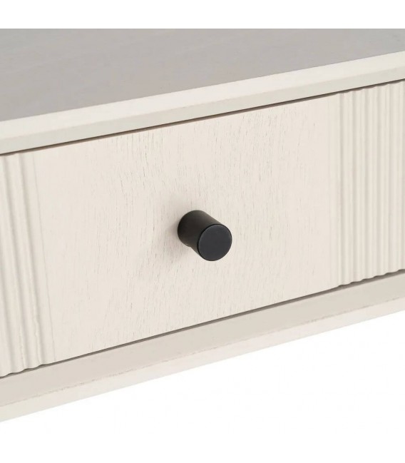 Consola de entrada con 2 cajones en madera blanca y metal negro. 4