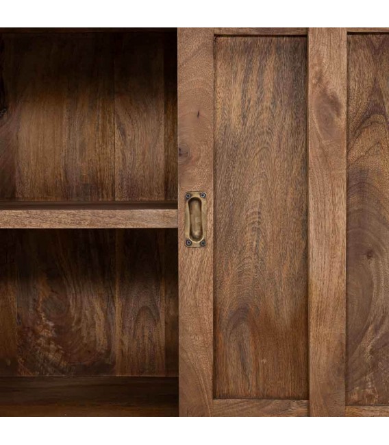 Vitrina XXL de madera nogal con 3 puertas de cristal y 3 de madera. 7