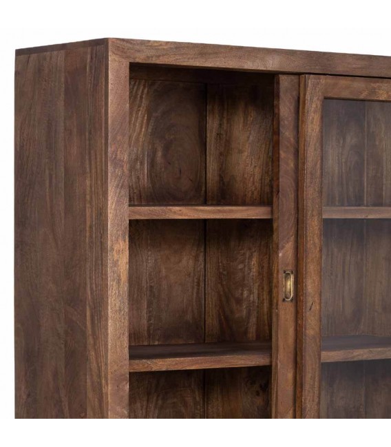 Vitrina XXL de madera nogal con 3 puertas de cristal y 3 de madera. 5
