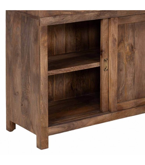 Vitrina XXL de madera nogal con 3 puertas de cristal y 3 de madera. 8