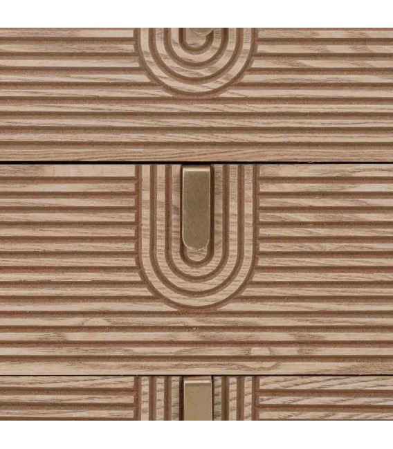 Sinfonier de 5 cajones en madera natural tallada tiradores dorados. 4