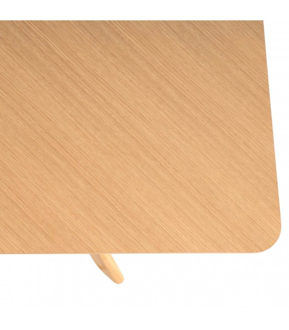 Mesa comedor rectangular roble natural con tapa plumeada decorativa. 3